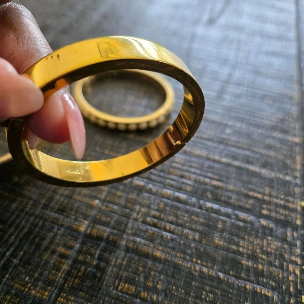 Vintage J. Crew Gold Tone Hinged Bangle Set Of 3
